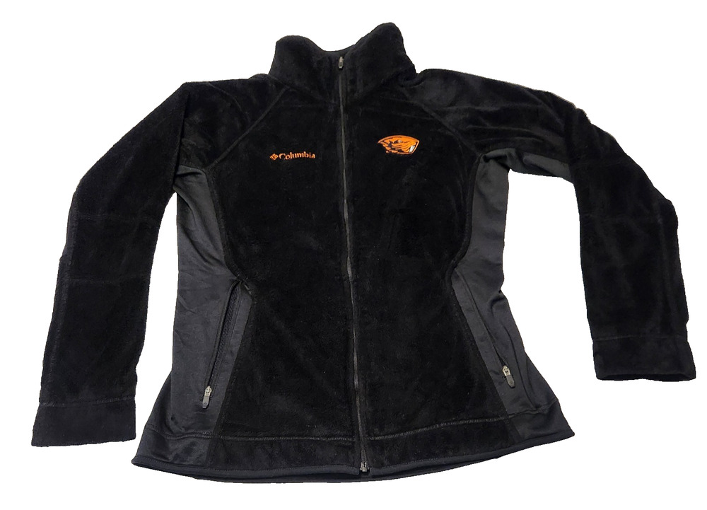 Oregon State Beavers NCAA Columbia Black Fleece Zip Front Jacket Women's Medium